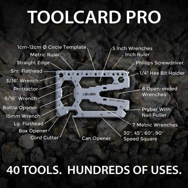 Toolcard Pro - 40 in 1 Credit Card Sized Multitool and Money Clip
