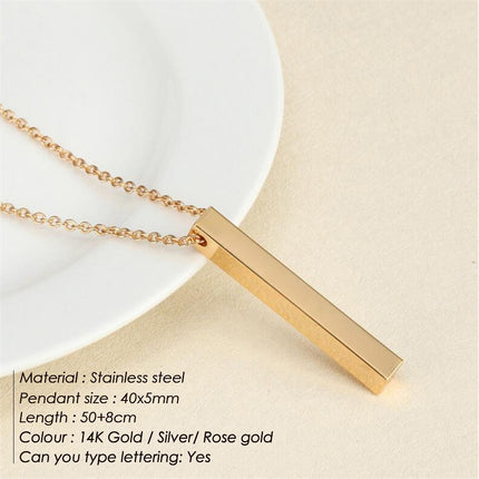 Emanco Four Sides Engraving Personalized Square Bar Custom Name