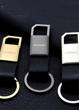 Geometric Leather Keychain