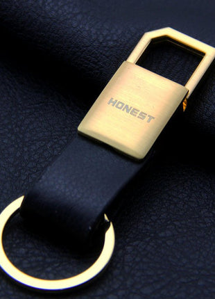 Geometric Leather Keychain