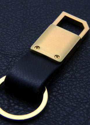 Geometric Leather Keychain