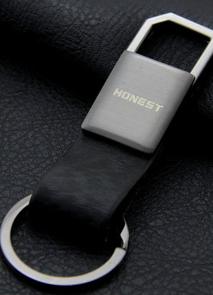 Geometric Leather Keychain