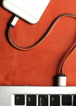 Leather Keychain Lightning Cable