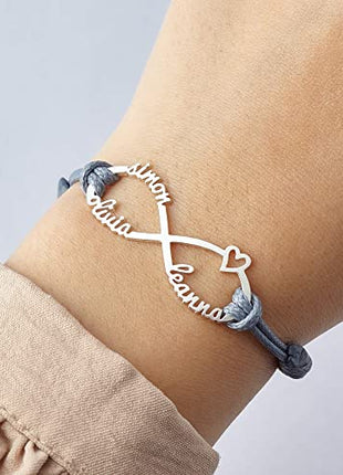 Mom Bracelet With Kids Names, Infinity Bracelet With Names,Mom Jewelry