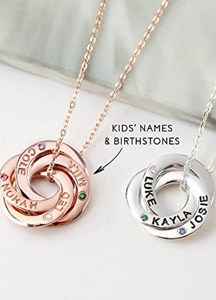 Mom Necklace With Kids Names Birthstones, Children Birthstone Jewelry