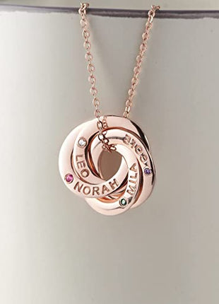 Mom Necklace With Kids Names Birthstones, Children Birthstone Jewelry