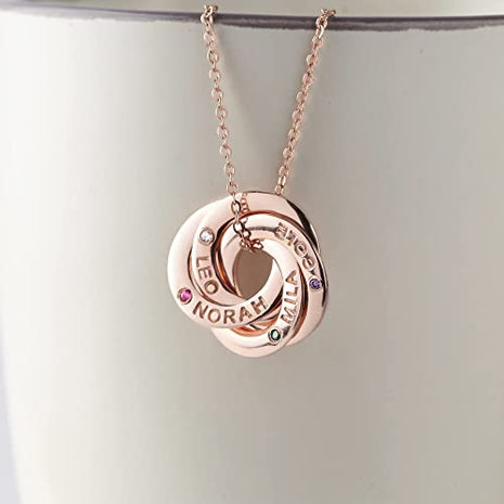 Mom Necklace With Kids Names Birthstones, Children Birthstone Jewelry