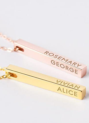 Personalized Mother Necklace, 4 Side Bar Necklace, Kids Names Necklace