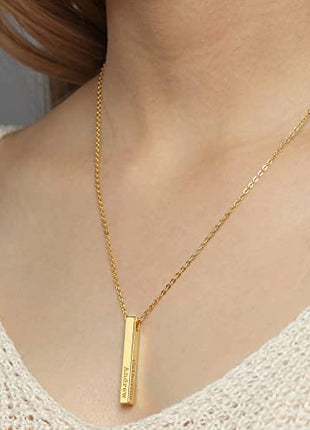 Personalized Mother Necklace, 4 Side Bar Necklace, Kids Names Necklace