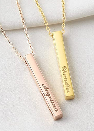 Personalized Mother Necklace, 4 Side Bar Necklace, Kids Names Necklace