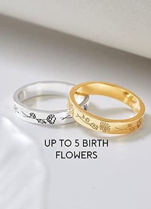 Birth Month Flowers Ring, Family Floral Ring, Gift for Mom,Mother Ring