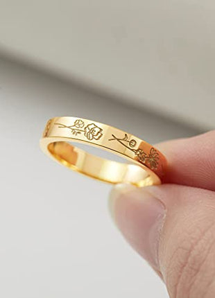 Birth Month Flowers Ring, Family Floral Ring, Gift for Mom,Mother Ring