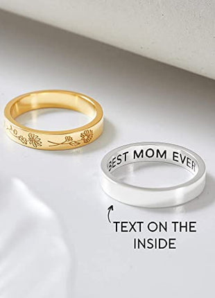 Birth Month Flowers Ring, Family Floral Ring, Gift for Mom,Mother Ring