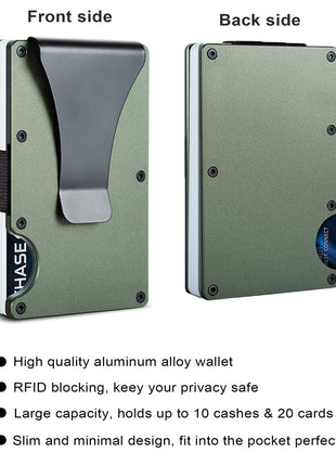 Metal Money Clip Wallet Rfid Credit Card Holder for Men Women