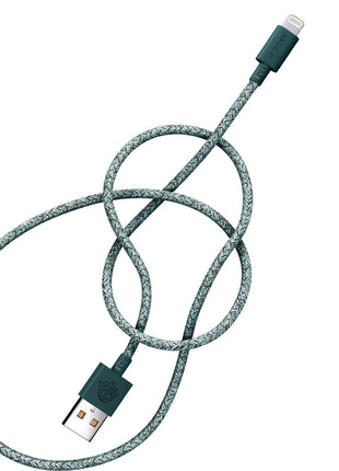 Green iPhone Lightning cable · 2 meter · Made of recycled fishing nets