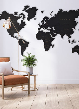 Wooden World Map Rustic Wall Art Home Decor Large Travel Map Wood Gift