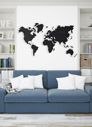 Wooden World Map Rustic Wall Art Home Decor Large Travel Map Wood Gift
