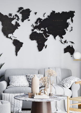 Wooden World Map Rustic Wall Art Home Decor Large Travel Map Wood Gift