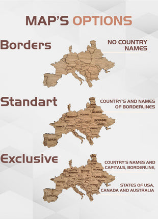 Wooden World Map Rustic Wall Art Home Decor Large Travel Map Wood Gift