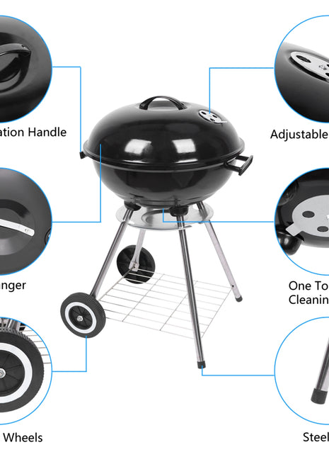 18 Inch Apple Charcoal Stove BBQ Grill For Outdoor Cooking