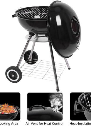 18 Inch Apple Charcoal Stove BBQ Grill For Outdoor Cooking