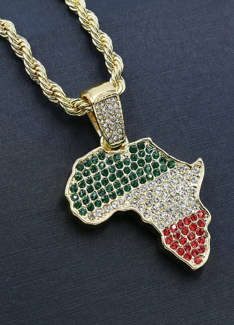 AFRICAN MAP CHAIN AND CHARM - HC11221