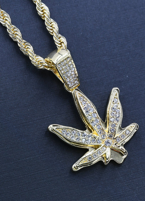 MARIJUANA LEAF CHAIN AND CHARM - D910142