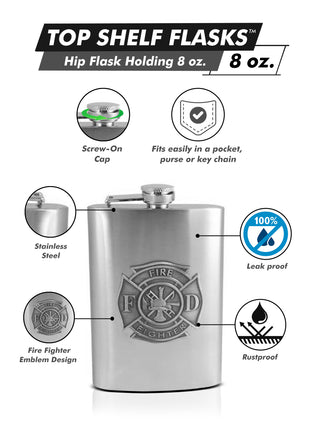 8oz Fire Fighter Emblem Flask