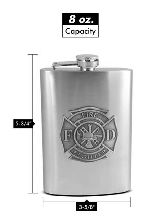 8oz Fire Fighter Emblem Flask