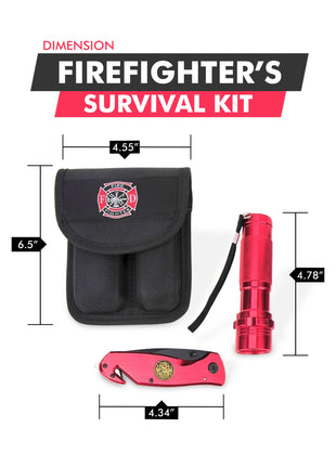 Survival Knife and Flashlight Set - Red Finish - Firefighter - LED