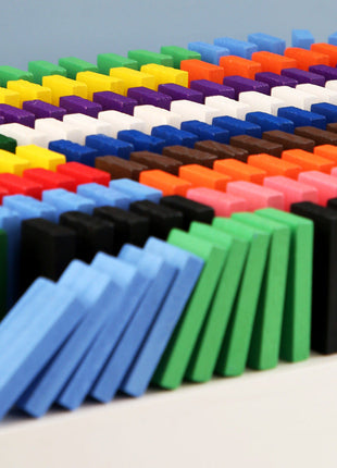 Wooden Domino Blocks Building Toy Kits Color Sort Rainbow