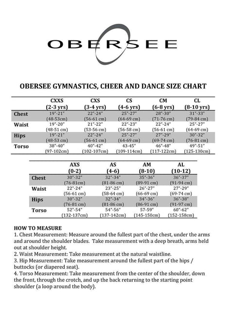 O3GL066 Obersee Girls Gymnastics Leotard One-Piece Athletic Activewear