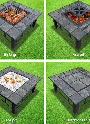 Grillz Fire Pit BBQ Grill Ice Bucket 4-In-1 Table