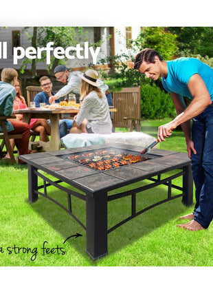 Grillz Fire Pit BBQ Grill Ice Bucket 4-In-1 Table