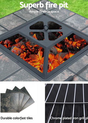 Grillz Fire Pit BBQ Grill Ice Bucket 4-In-1 Table