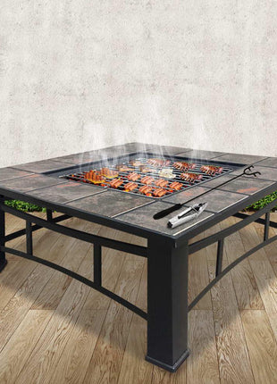 Grillz Fire Pit BBQ Grill Ice Bucket 4-In-1 Table