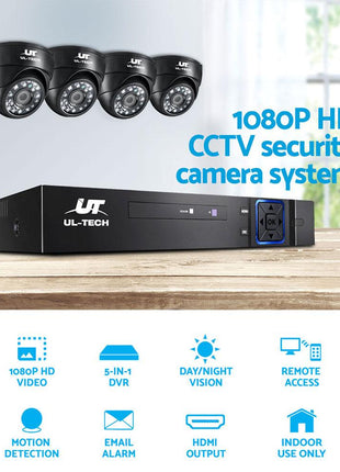 UL-tech CCTV Security System 8CH DVR 4 Cameras 1TB Hard Drive