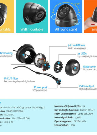 UL-tech CCTV Security System 8CH DVR 4 Cameras 1TB Hard Drive