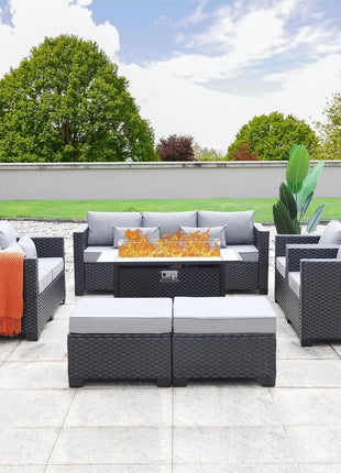 7 Piece Outdoor Furniture Set With 45 Inch Fire Pit