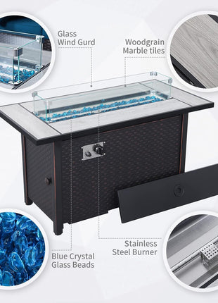 7 Piece Outdoor Furniture Set With 45 Inch Fire Pit