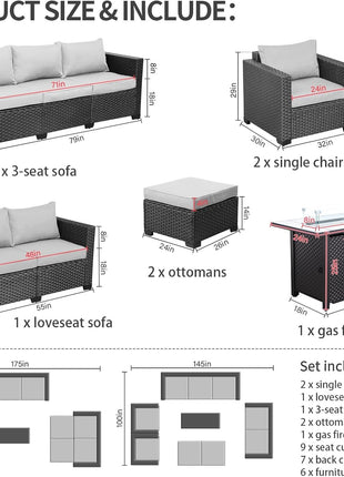 7 Piece Outdoor Furniture Set With 45 Inch Fire Pit
