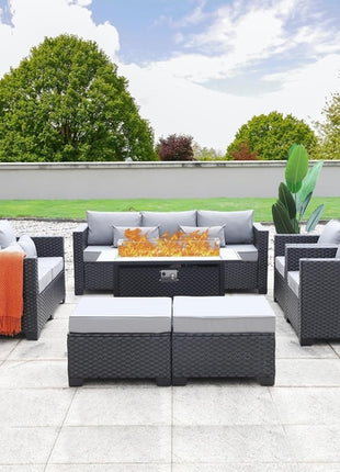 7 Piece Outdoor Furniture Set With 45 Inch Fire Pit