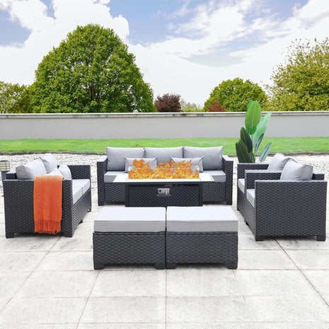 7 Piece Outdoor Furniture Set With 45 Inch Fire Pit