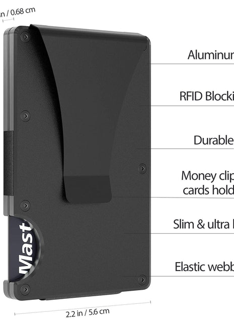 Money Clip RFID Blocking Wallet Slim Carbon Fiber Card Holder Metal