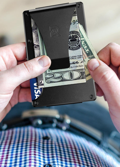 Money Clip RFID Blocking Wallet Slim Carbon Fiber Card Holder Metal