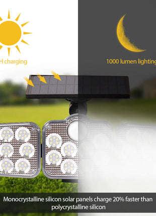 Solar Outdoor Lights 138 LED 3-Head Adjustable 360°Rotating Wide-Angle