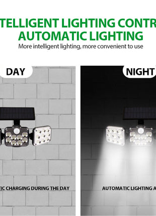 Solar Outdoor Lights 138 LED 3-Head Adjustable 360°Rotating Wide-Angle