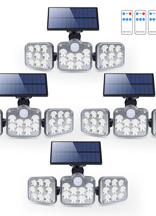 Solar Outdoor Lights 138 LED 3-Head Adjustable 360°Rotating Wide-Angle