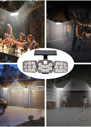 Solar Outdoor Lights 138 LED 3-Head Adjustable 360°Rotating Wide-Angle