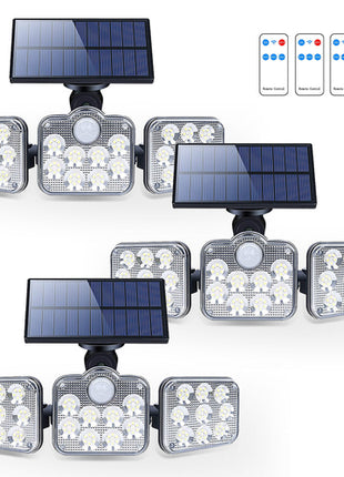 Solar Outdoor Lights 138 LED 3-Head Adjustable 360°Rotating Wide-Angle